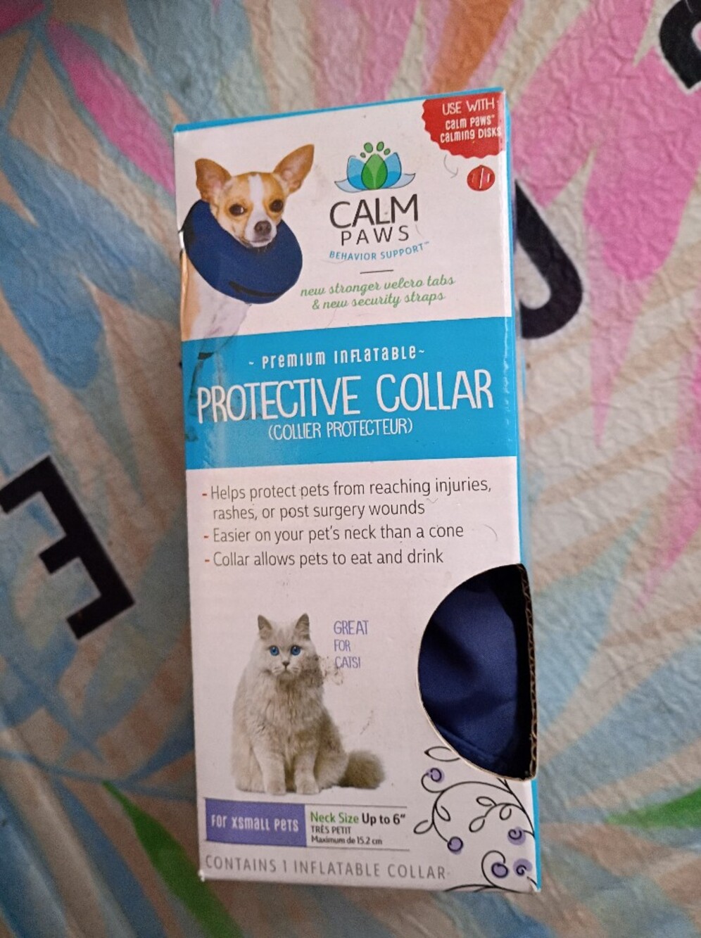 NEVER USED!! Protective Inflatable Collar FOR VERY SMALL Fur Baby - Navy Blue
